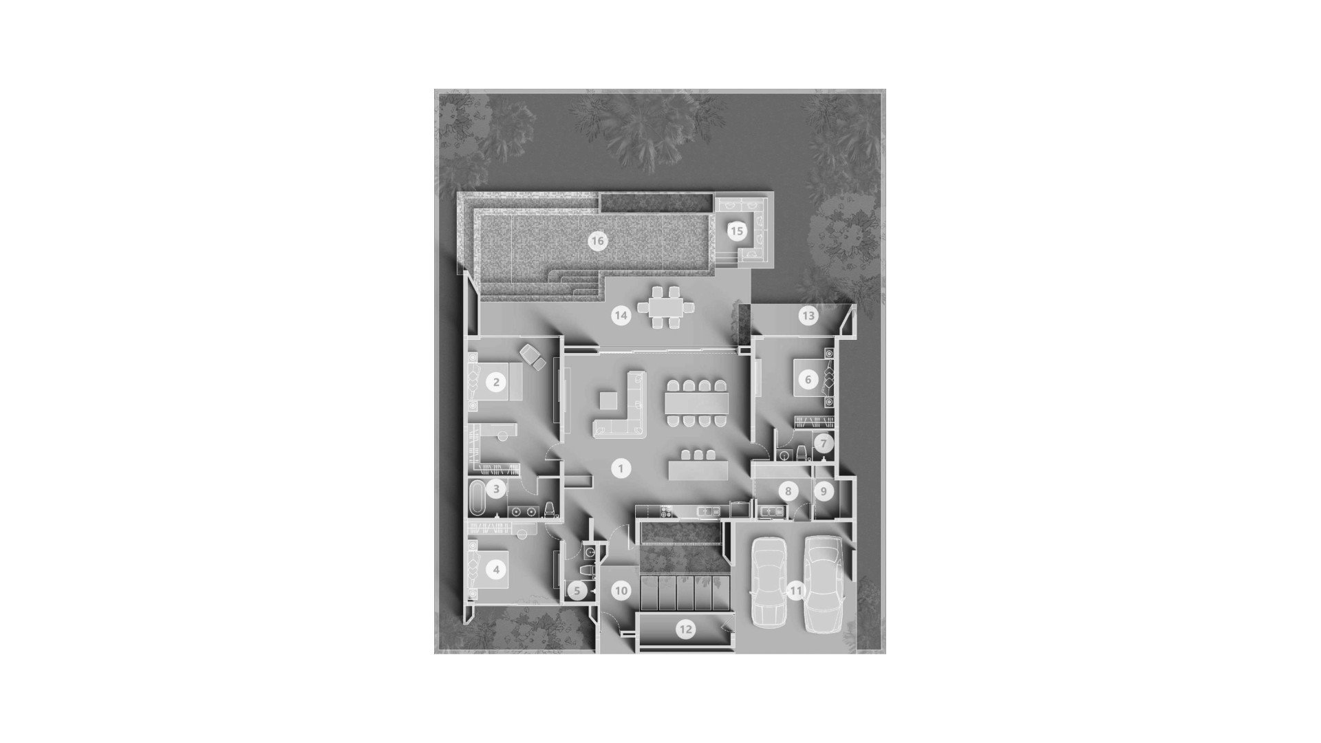 Планировка виллы 4 спальни в ЖК Clover Residence № 11008
