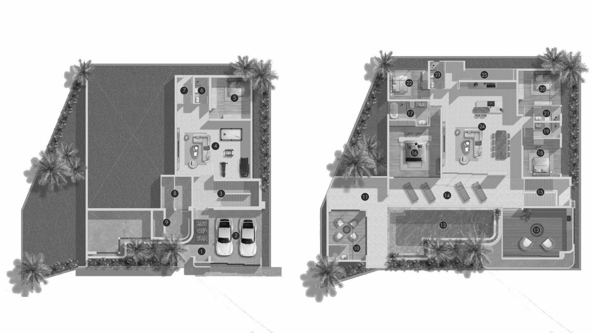 Планировка виллы 4 спальни в ЖК Clover Residence № 11009