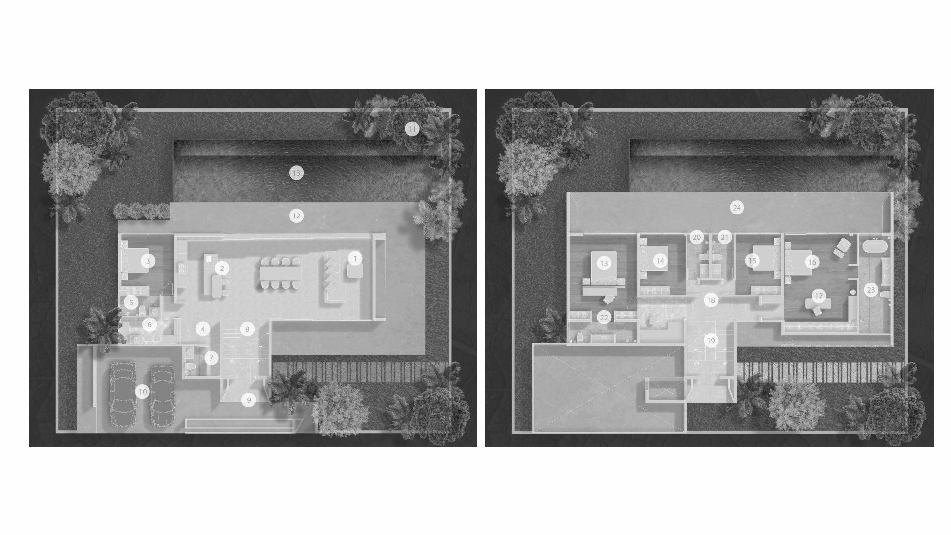 Villa floor plan, 5 bedrooms in Clover Residence No. 11013